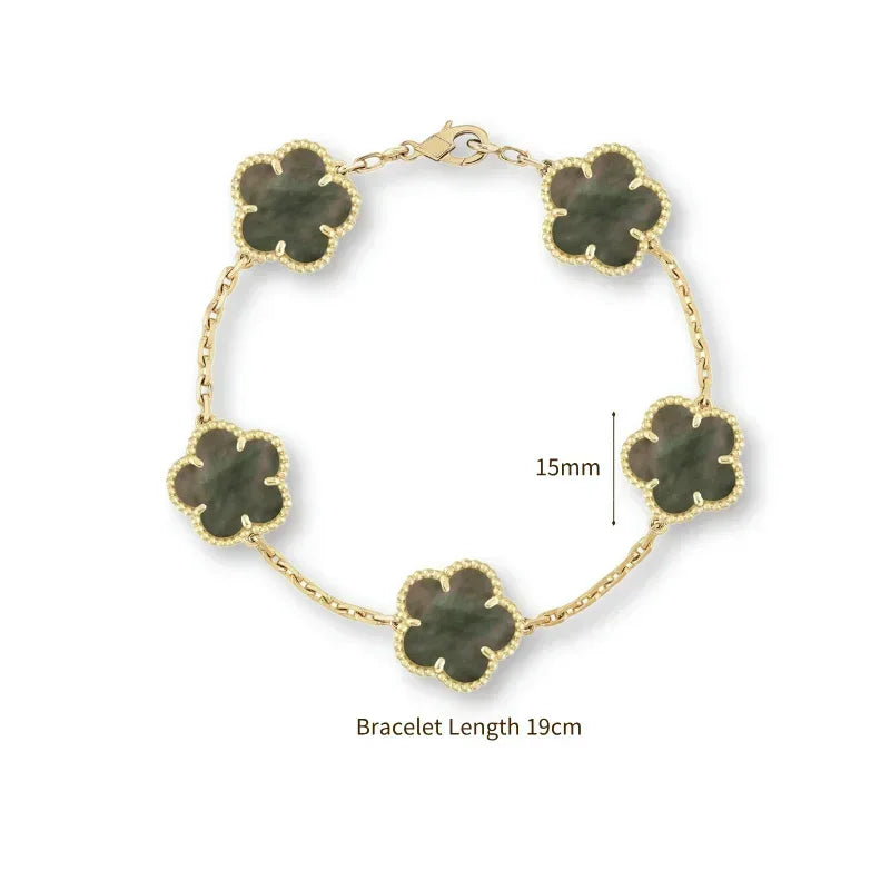 2025 New Hot Selling High Quality Natural Gemstone Four Leaf Flower/Five Leaf Flower Women Bracelet Luxury Jewelry