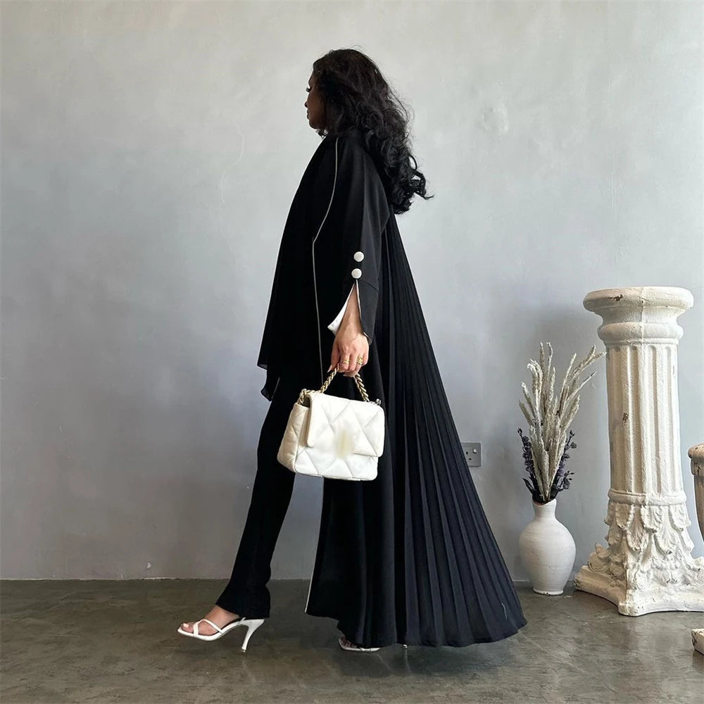 Button Split Sleeve Kimono Abaya - Dubai Style