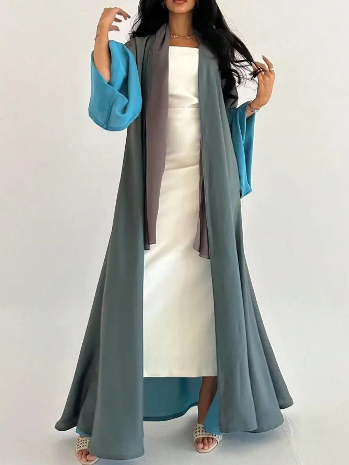 Reversible Loose Abaya with Full Sleeves - Two-Tone Design