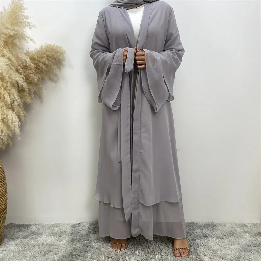Chiffon Abaya Kimono with Belt - Dubai Style