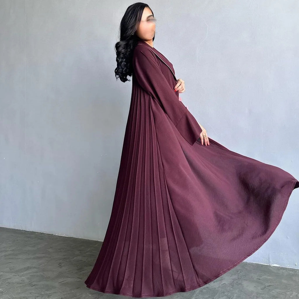 Button Split Sleeve Kimono Abaya - Dubai Style