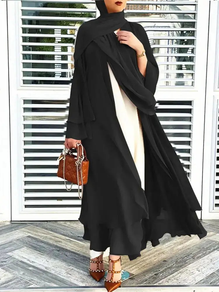 Chiffon Abaya Kimono with Belt - Dubai Style