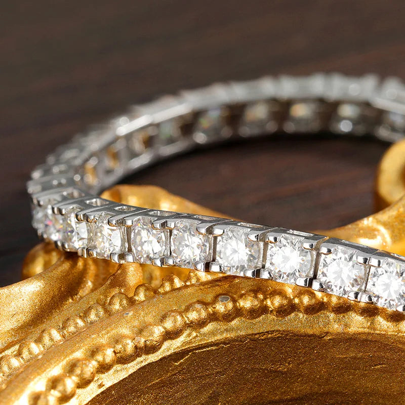 KNOBSPIN D VVS1 Moissanite Tennis Bracelet Original s925 Sterling Silver Plated 18k White Gold with GRA Bracelets for Women Man