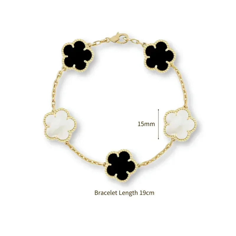 2025 New Hot Selling High Quality Natural Gemstone Four Leaf Flower/Five Leaf Flower Women Bracelet Luxury Jewelry