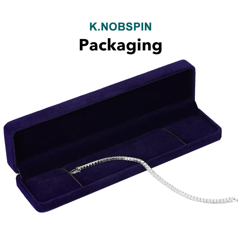 Knobspin 3mm 4mm Moissanite Tennis Bracelet Full Diamond GRA 925 Silver Plated 18k Wedding Party Jewelry Bracelets for Women Man