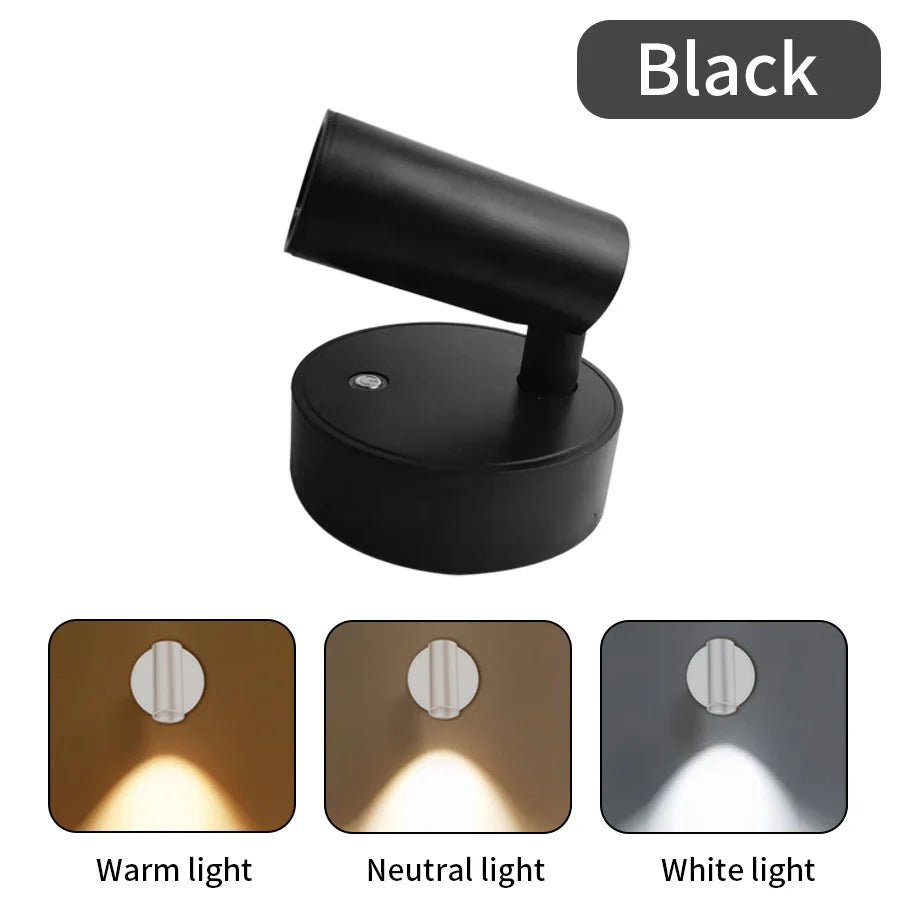Magnetic Base USB Rechargeable LED Cordless Wall Light Touch Switch Black White Gold Silvery Dimmable Bedside Lamp For Reading