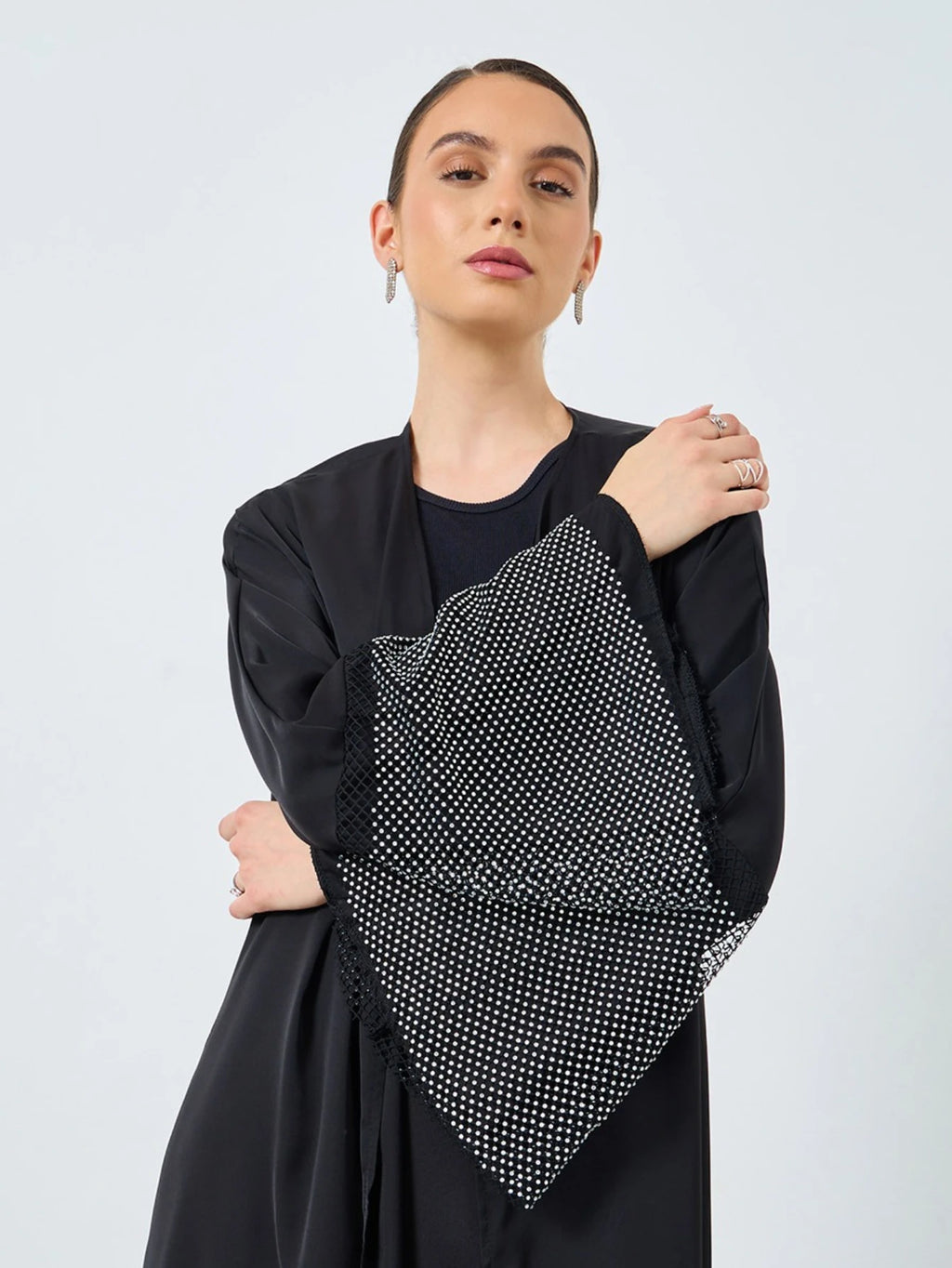 Rhinestone Abaya with Full Sleeves