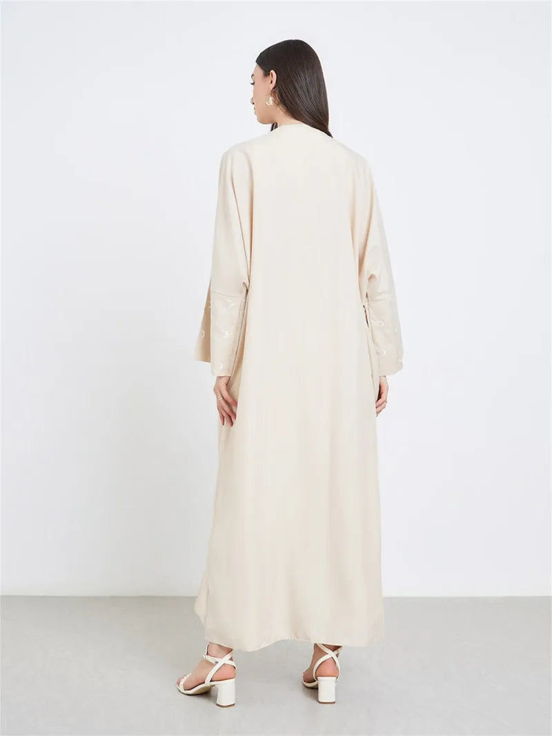 Moon Embroidered Abaya - Loose Long Sleeve Kaftan