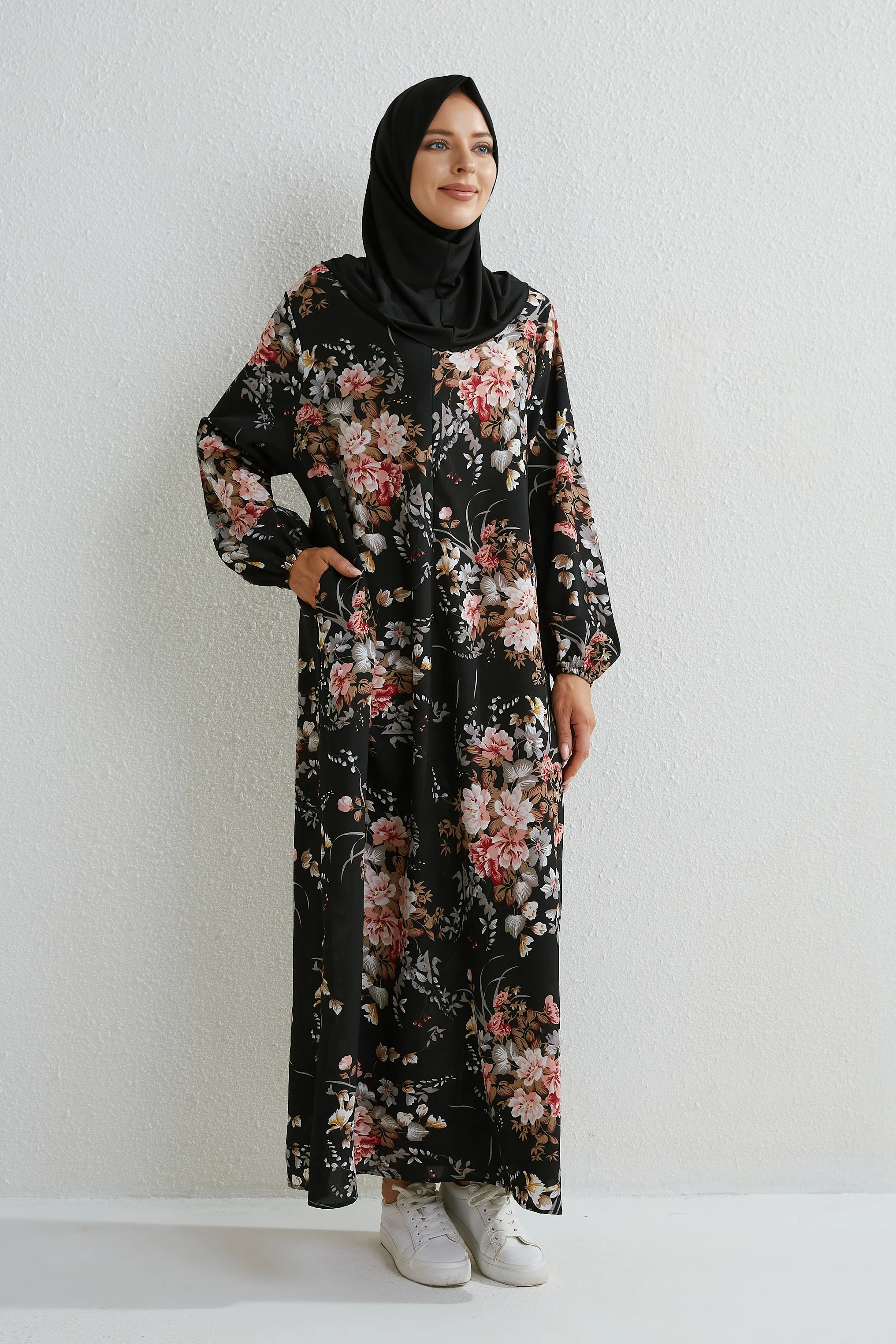 Black Loose Abaya Plain or Floral Print