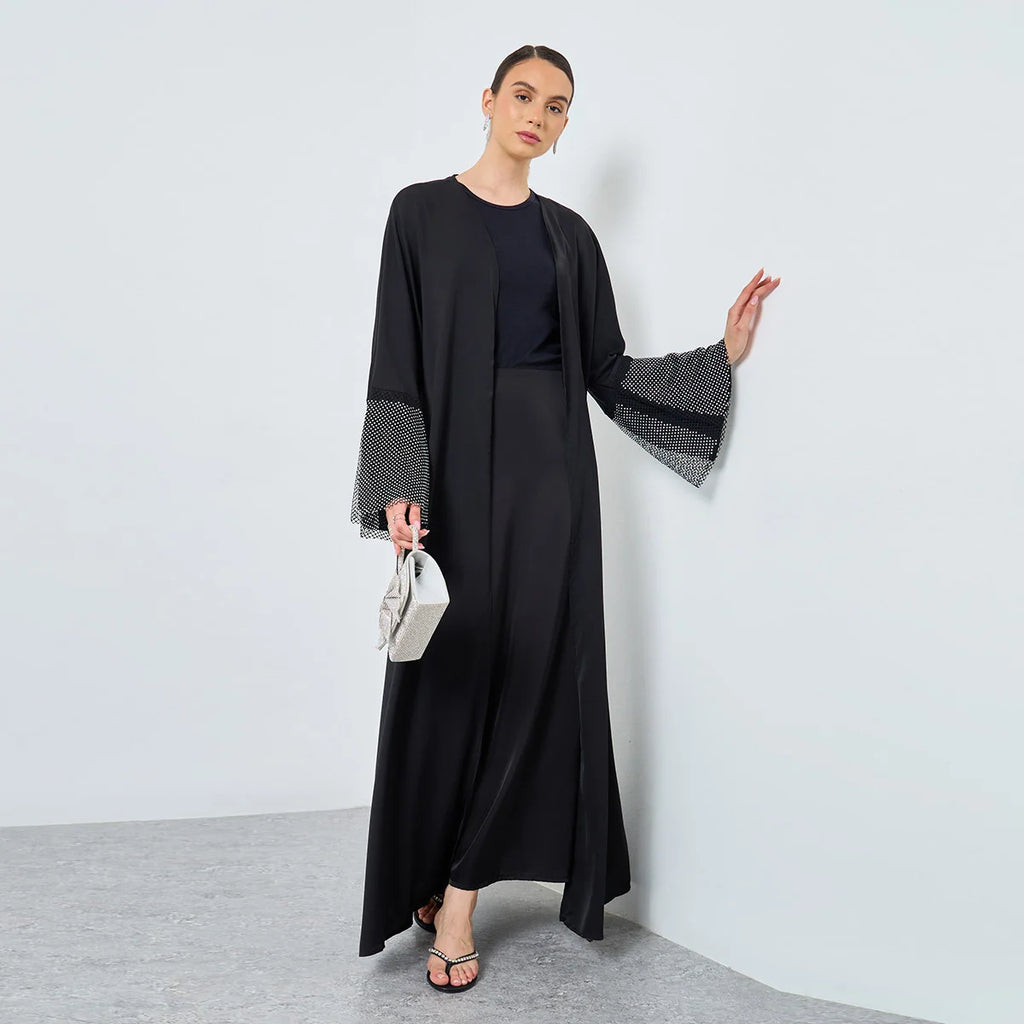 Rhinestone Abaya with Full Sleeves