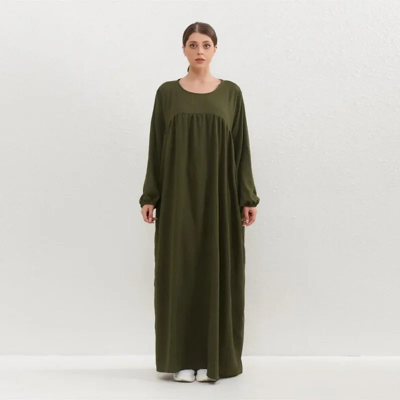 Casual Solid Maxi Abaya with Pockets