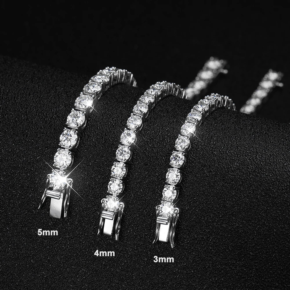 Knobspin 3mm 4mm Moissanite Tennis Bracelet Full Diamond GRA 925 Silver Plated 18k Wedding Party Jewelry Bracelets for Women Man