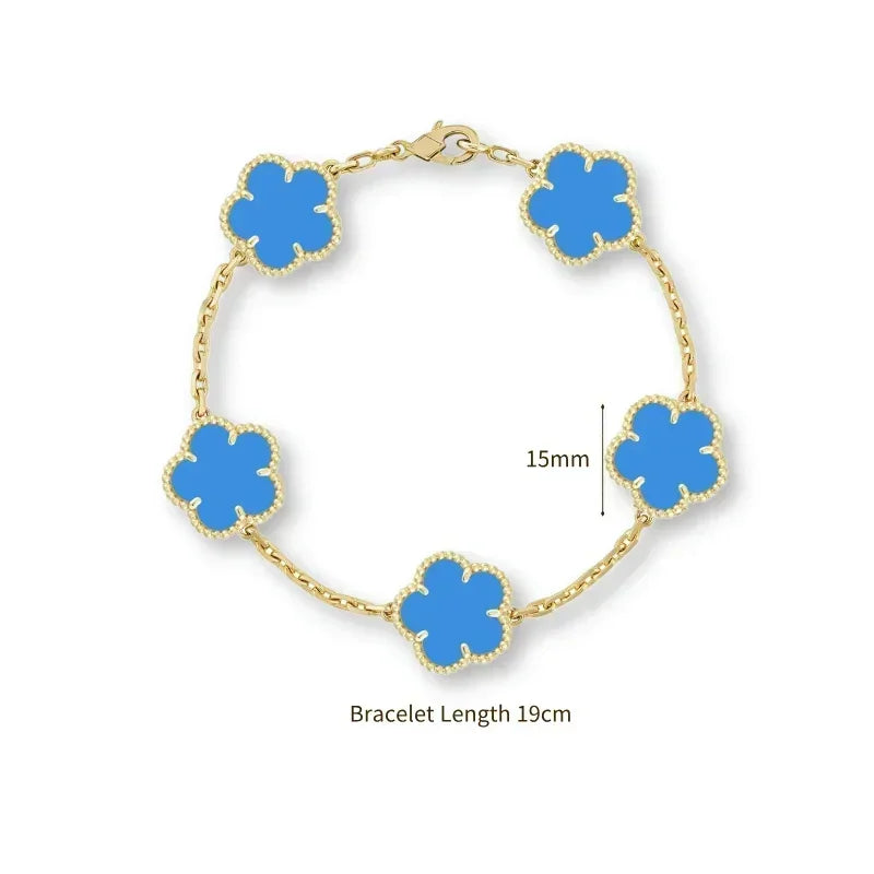 2025 New Hot Selling High Quality Natural Gemstone Four Leaf Flower/Five Leaf Flower Women Bracelet Luxury Jewelry