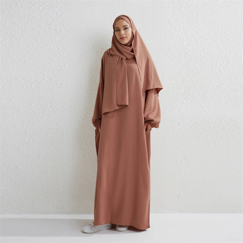 One-Piece Prayer Abaya with Elastic Sleeves