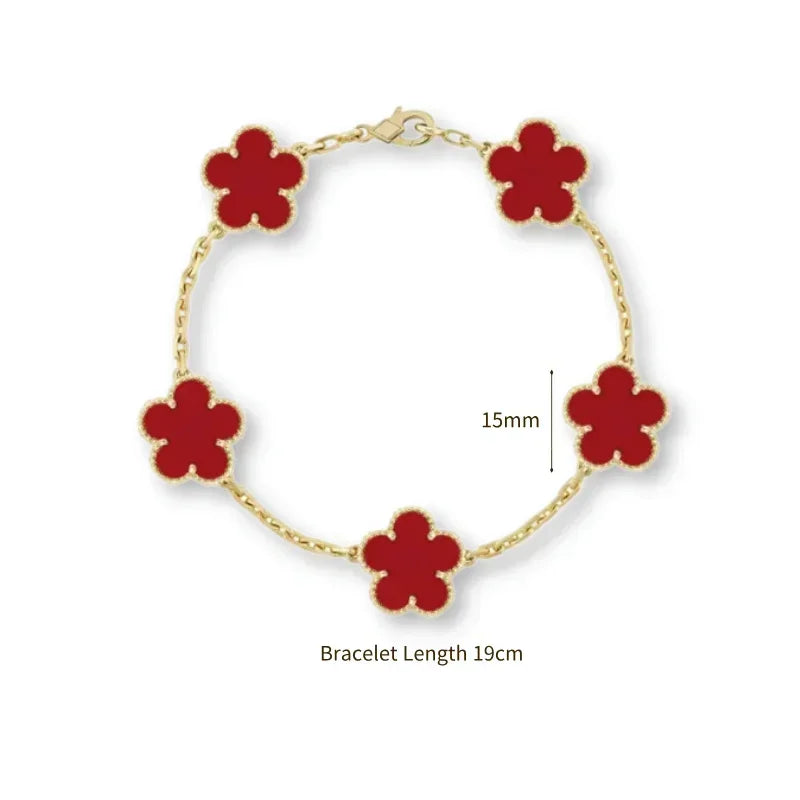 2025 New Hot Selling High Quality Natural Gemstone Four Leaf Flower/Five Leaf Flower Women Bracelet Luxury Jewelry
