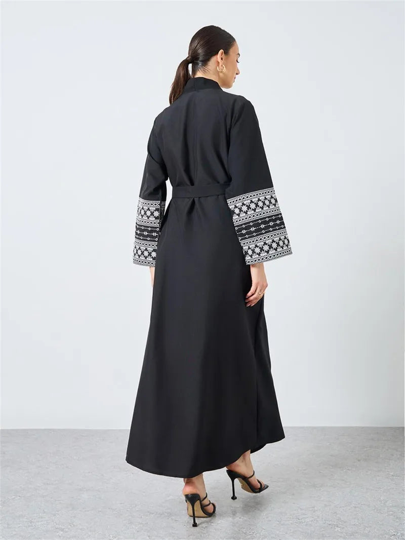 Black Abaya with Belt - Full Sleeves