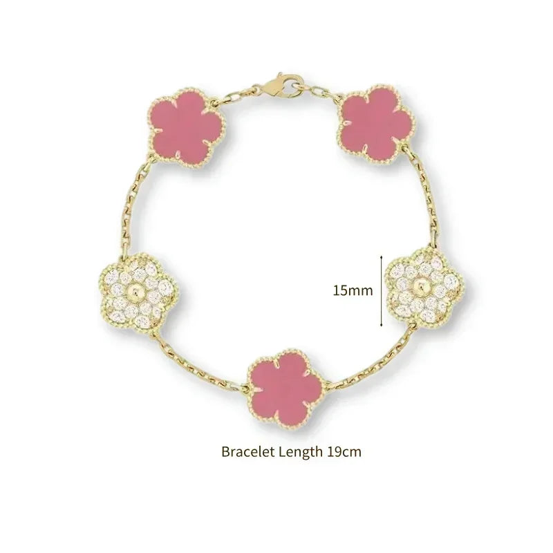 2025 New Hot Selling High Quality Natural Gemstone Four Leaf Flower/Five Leaf Flower Women Bracelet Luxury Jewelry