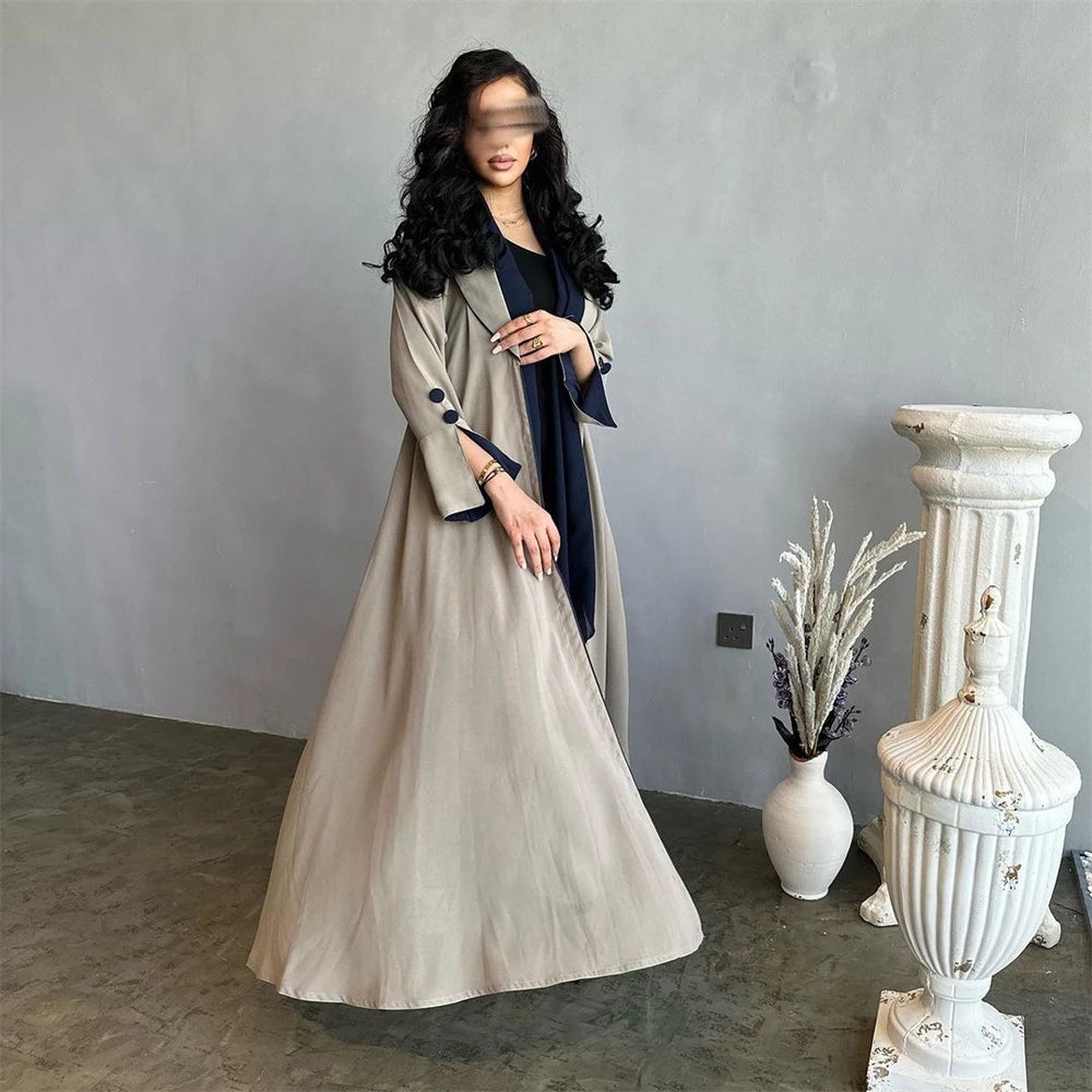 Button Split Sleeve Kimono Abaya - Dubai Style