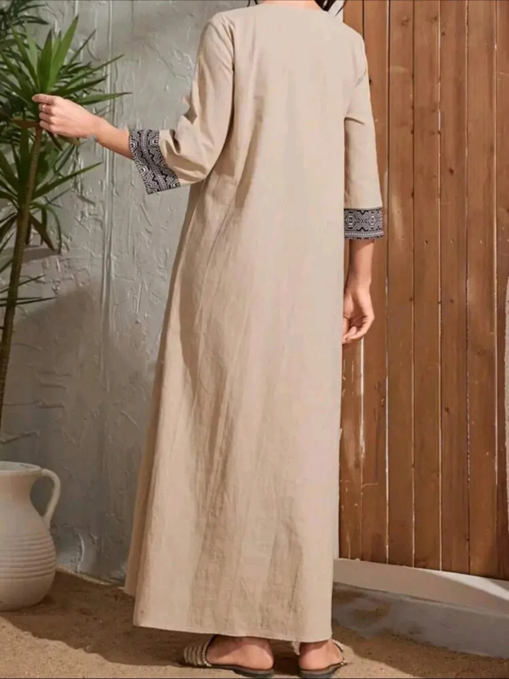 Printed Kaftan Dress - Mid Sleeves