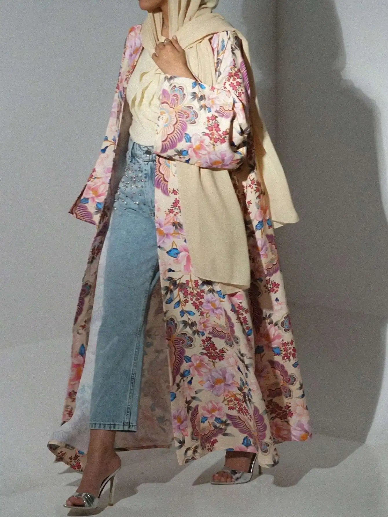 Floral Printed Abaya with Full Sleeves