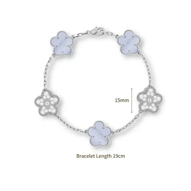 2025 New Hot Selling High Quality Natural Gemstone Four Leaf Flower/Five Leaf Flower Women Bracelet Luxury Jewelry