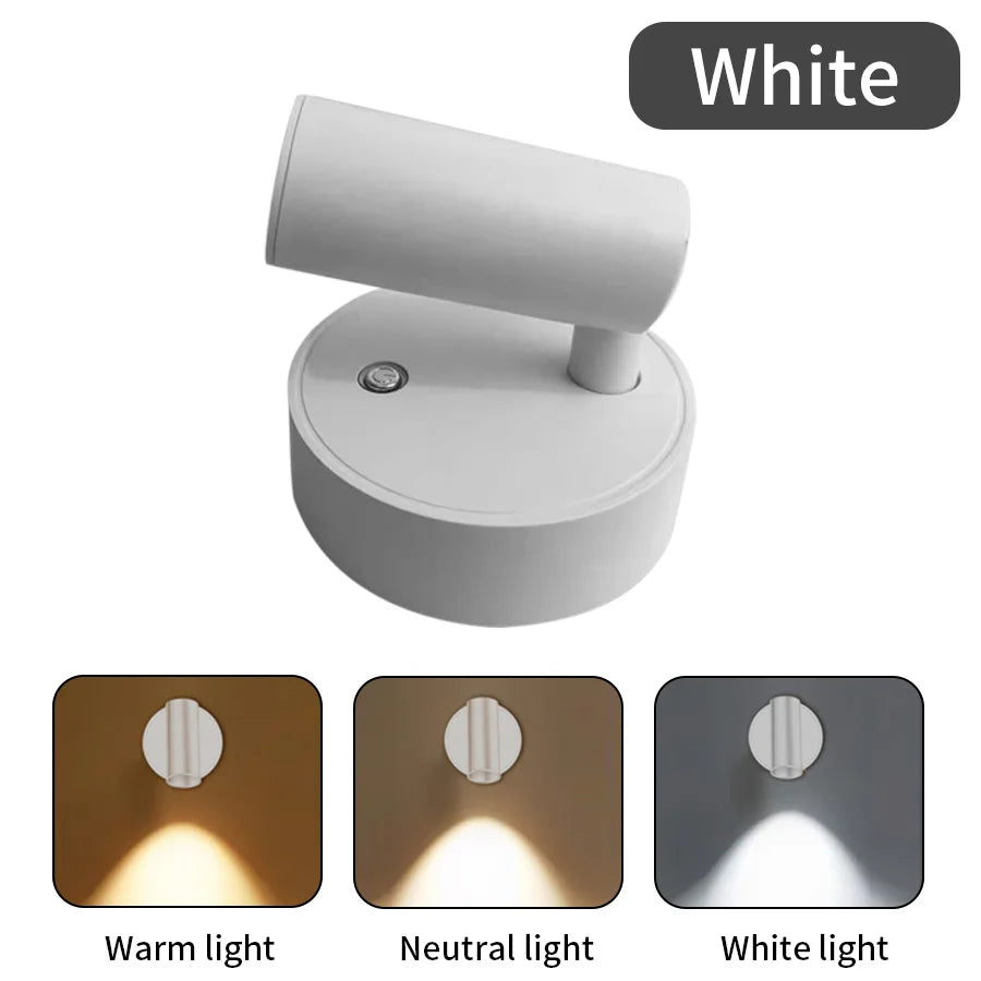 Magnetic Base USB Rechargeable LED Cordless Wall Light Touch Switch Black White Gold Silvery Dimmable Bedside Lamp For Reading
