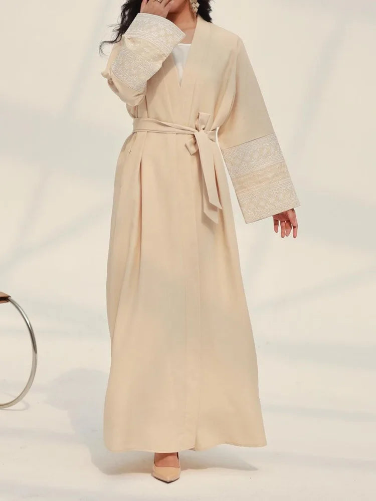 Embroidered Abaya with Belt - Full Sleeves