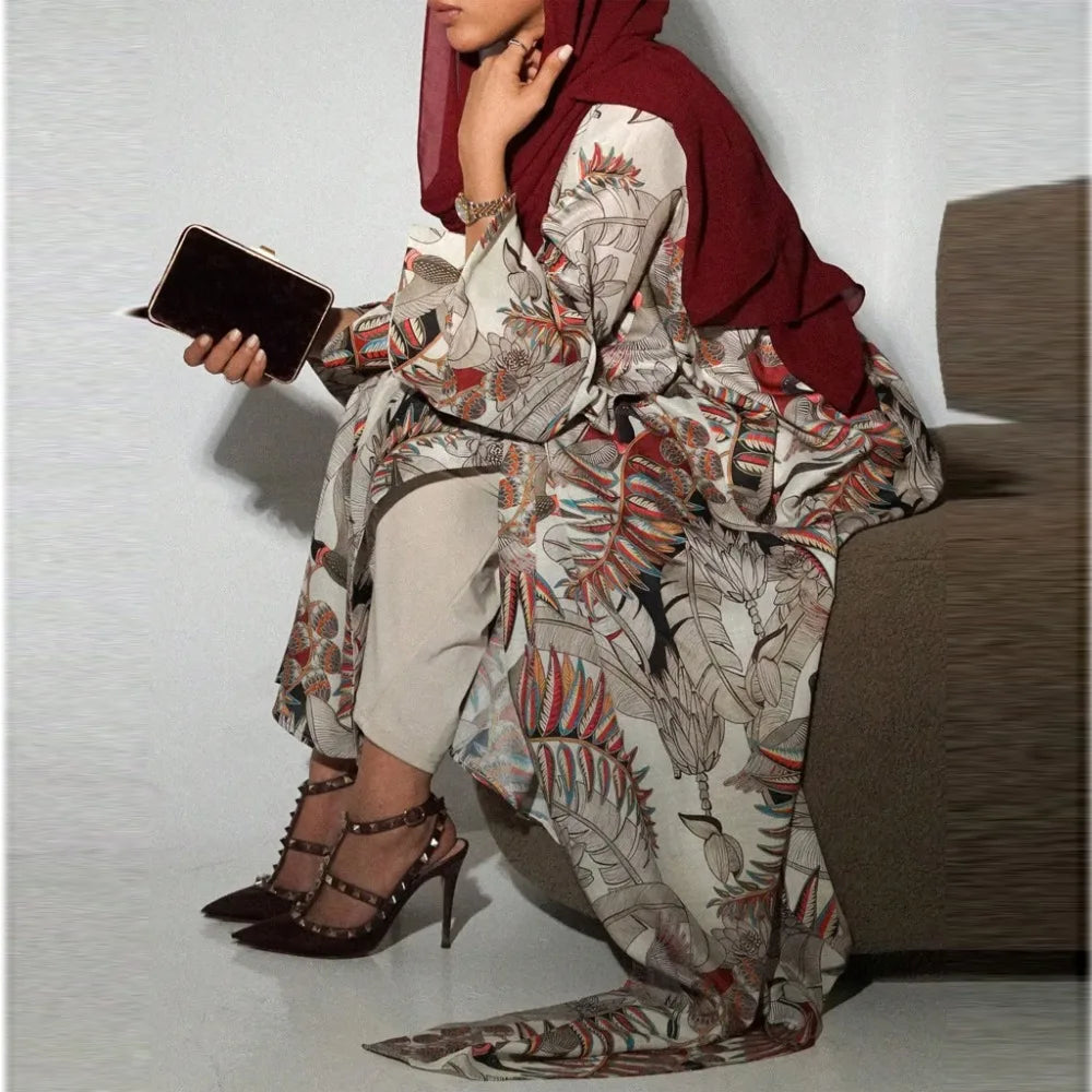 Floral Printed Abaya with Full Sleeves