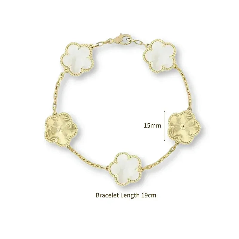 2025 New Hot Selling High Quality Natural Gemstone Four Leaf Flower/Five Leaf Flower Women Bracelet Luxury Jewelry
