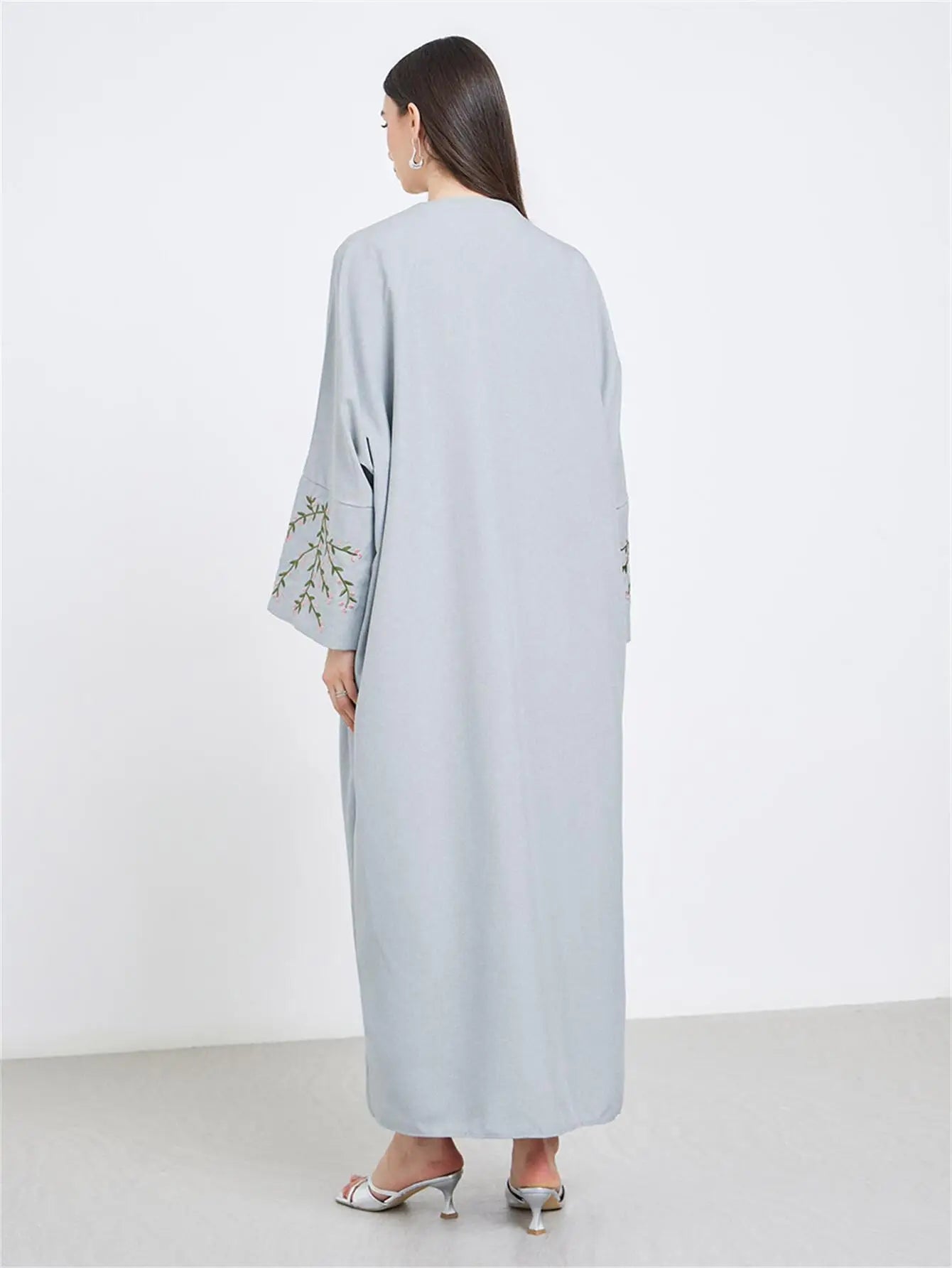 Embroidered Open Front Abaya - Full Sleeve