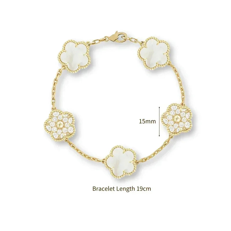 2025 New Hot Selling High Quality Natural Gemstone Four Leaf Flower/Five Leaf Flower Women Bracelet Luxury Jewelry
