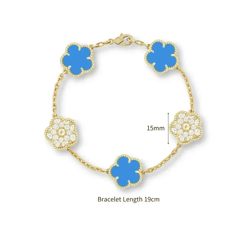 2025 New Hot Selling High Quality Natural Gemstone Four Leaf Flower/Five Leaf Flower Women Bracelet Luxury Jewelry