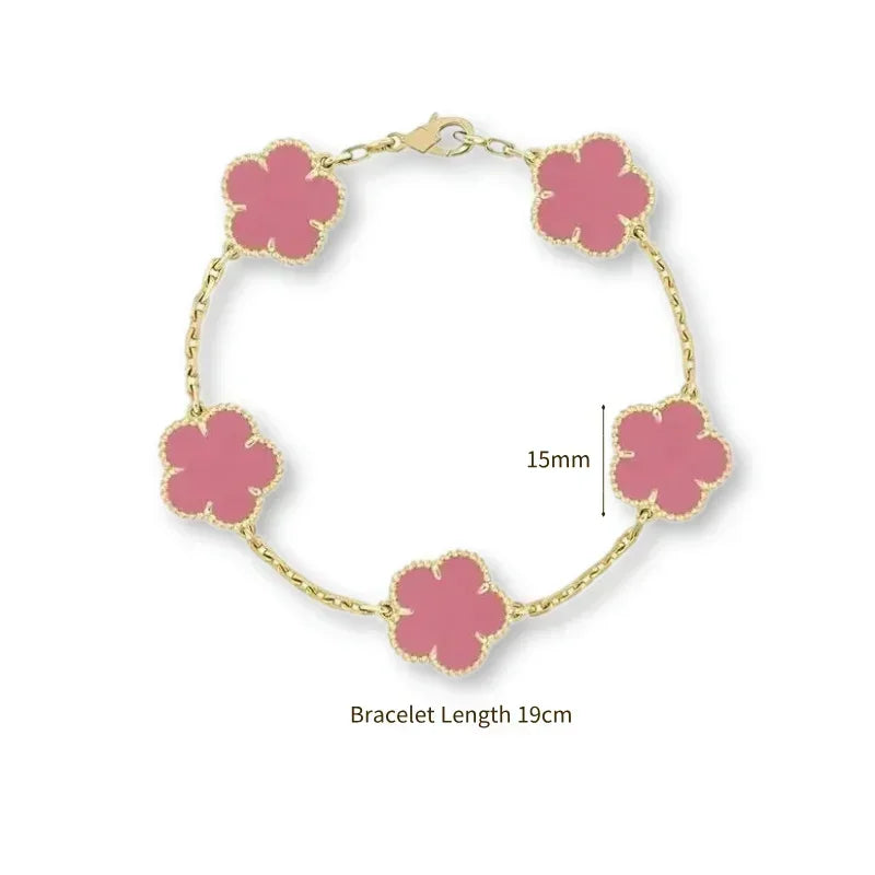 2025 New Hot Selling High Quality Natural Gemstone Four Leaf Flower/Five Leaf Flower Women Bracelet Luxury Jewelry