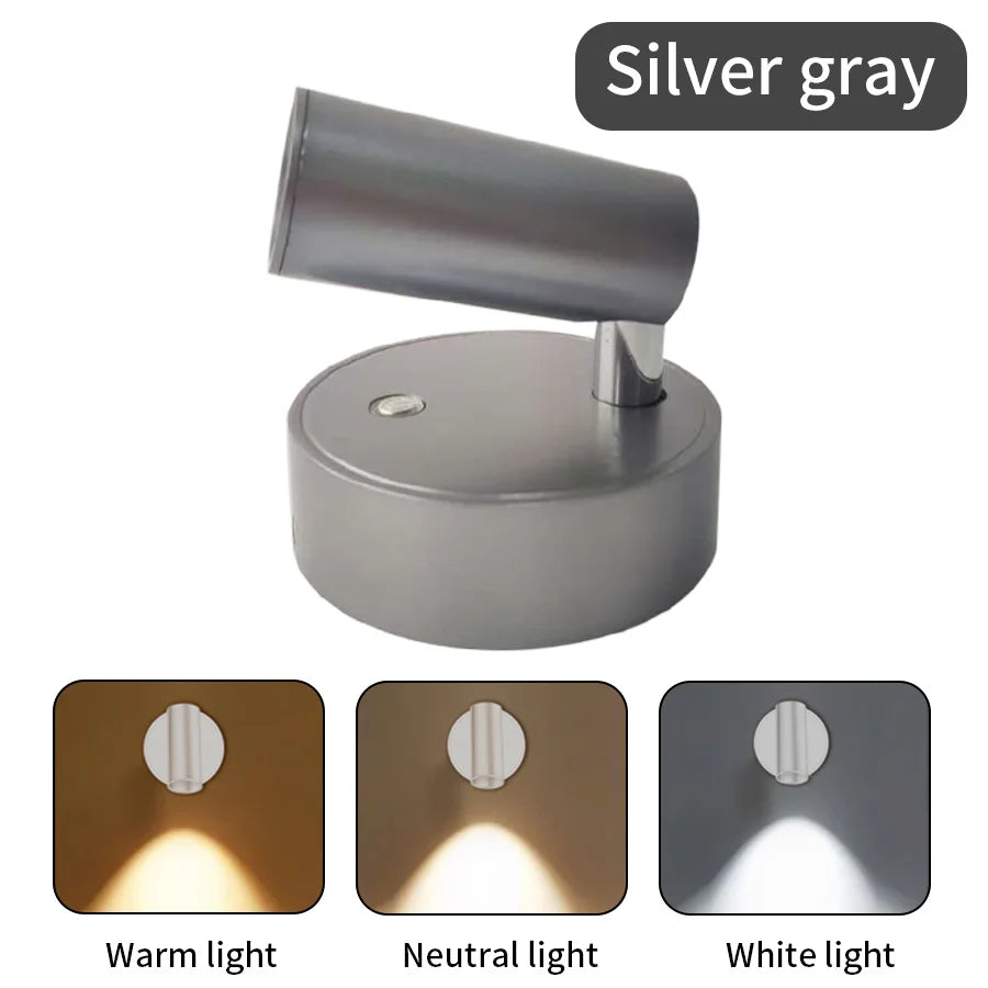 Magnetic Base USB Rechargeable LED Cordless Wall Light Touch Switch Black White Gold Silvery Dimmable Bedside Lamp For Reading