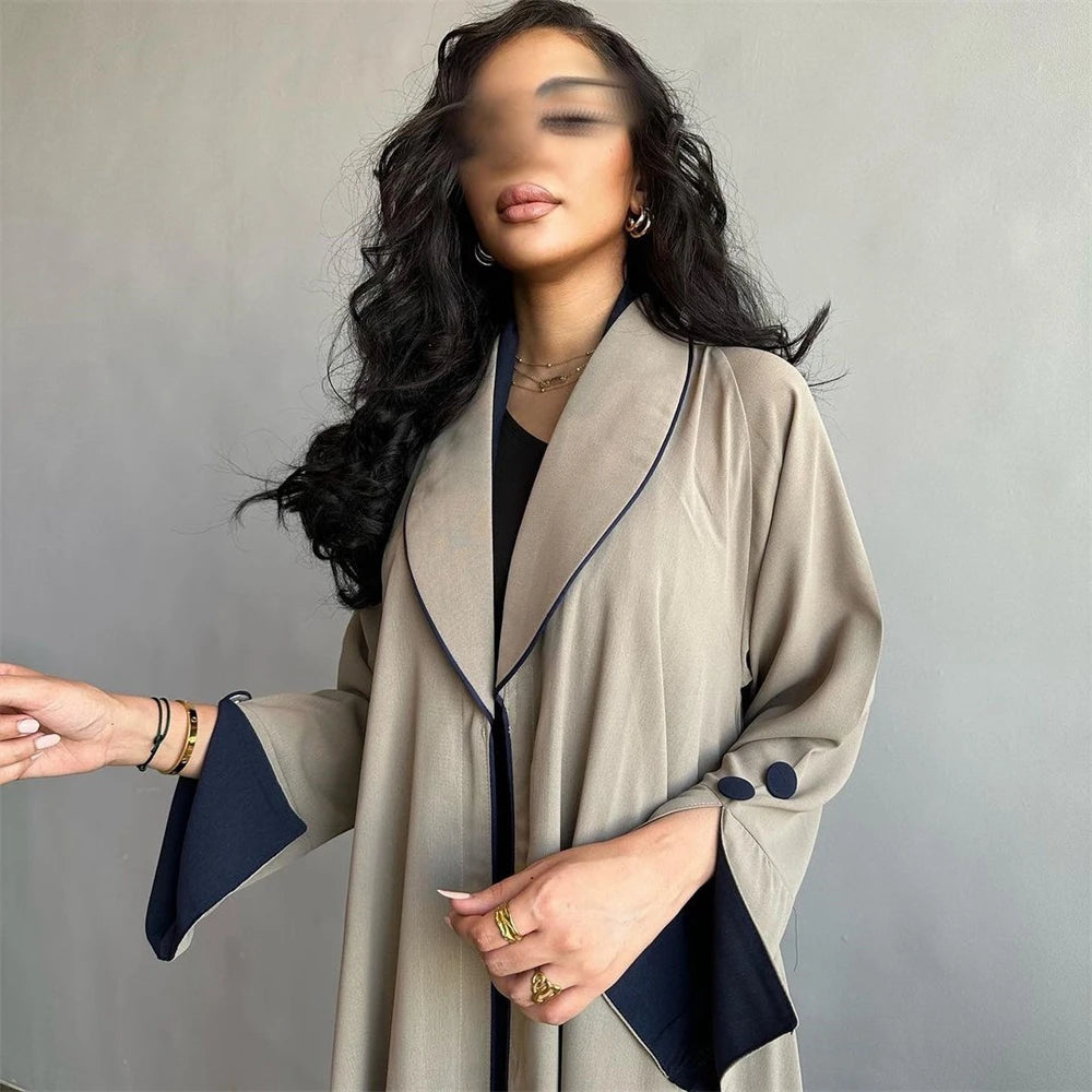 Button Split Sleeve Kimono Abaya - Dubai Style