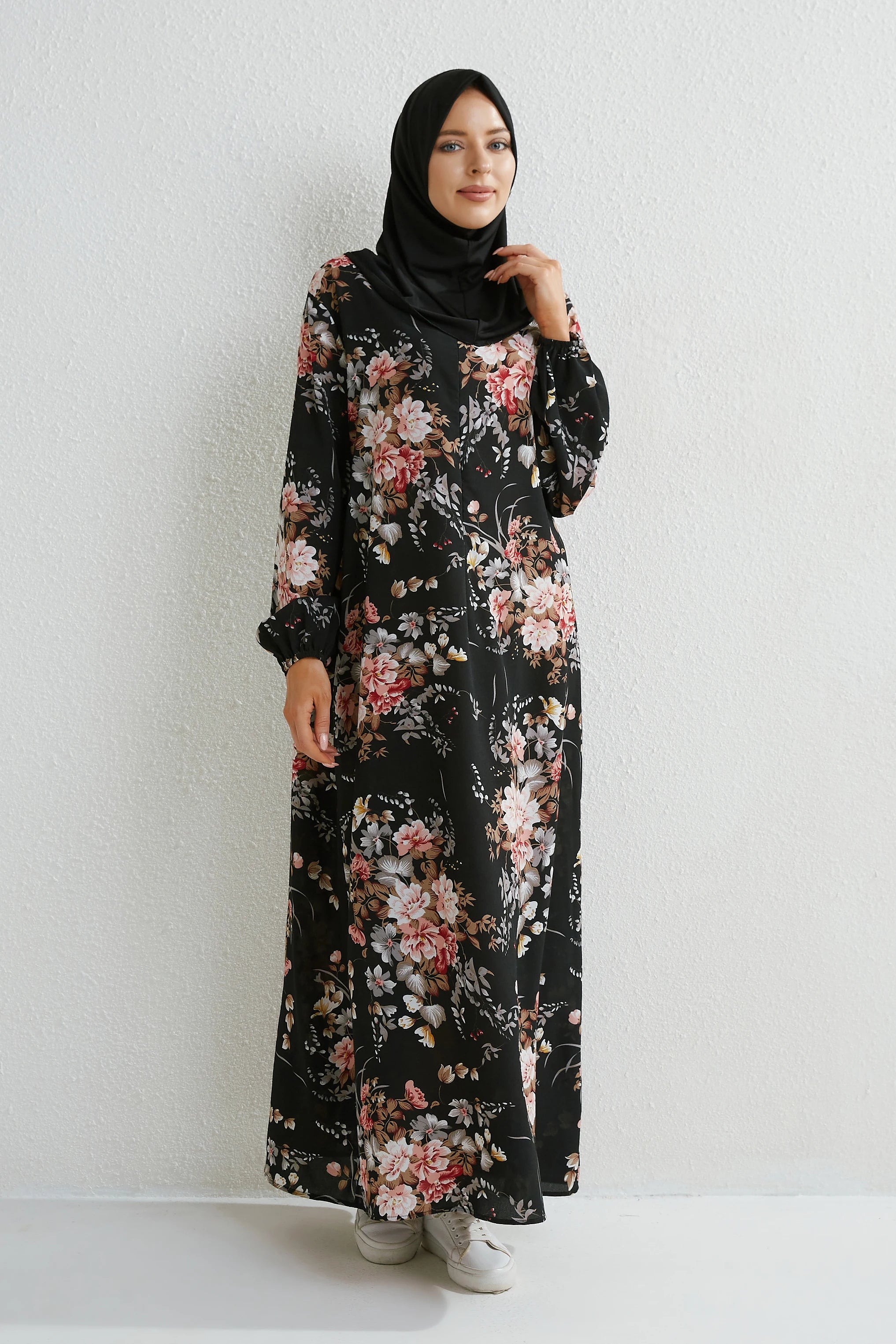 Black Loose Abaya Plain or Floral Print