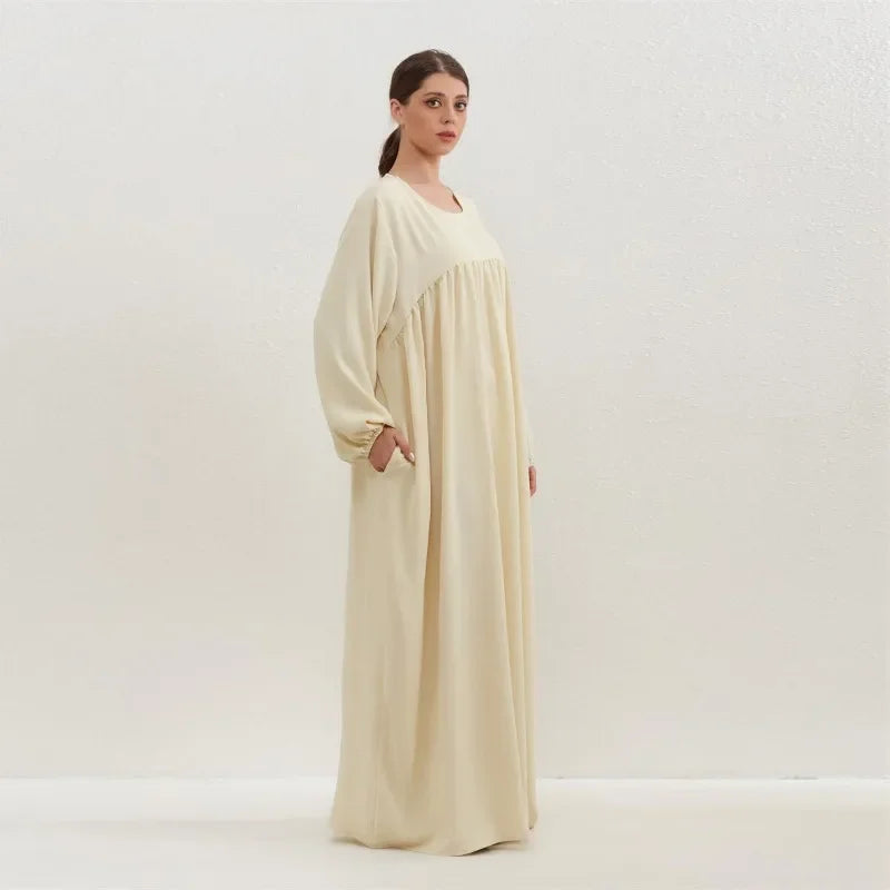Casual Solid Maxi Abaya with Pockets