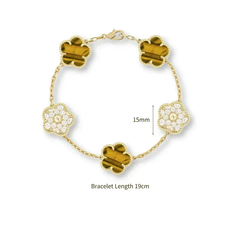 2025 New Hot Selling High Quality Natural Gemstone Four Leaf Flower/Five Leaf Flower Women Bracelet Luxury Jewelry