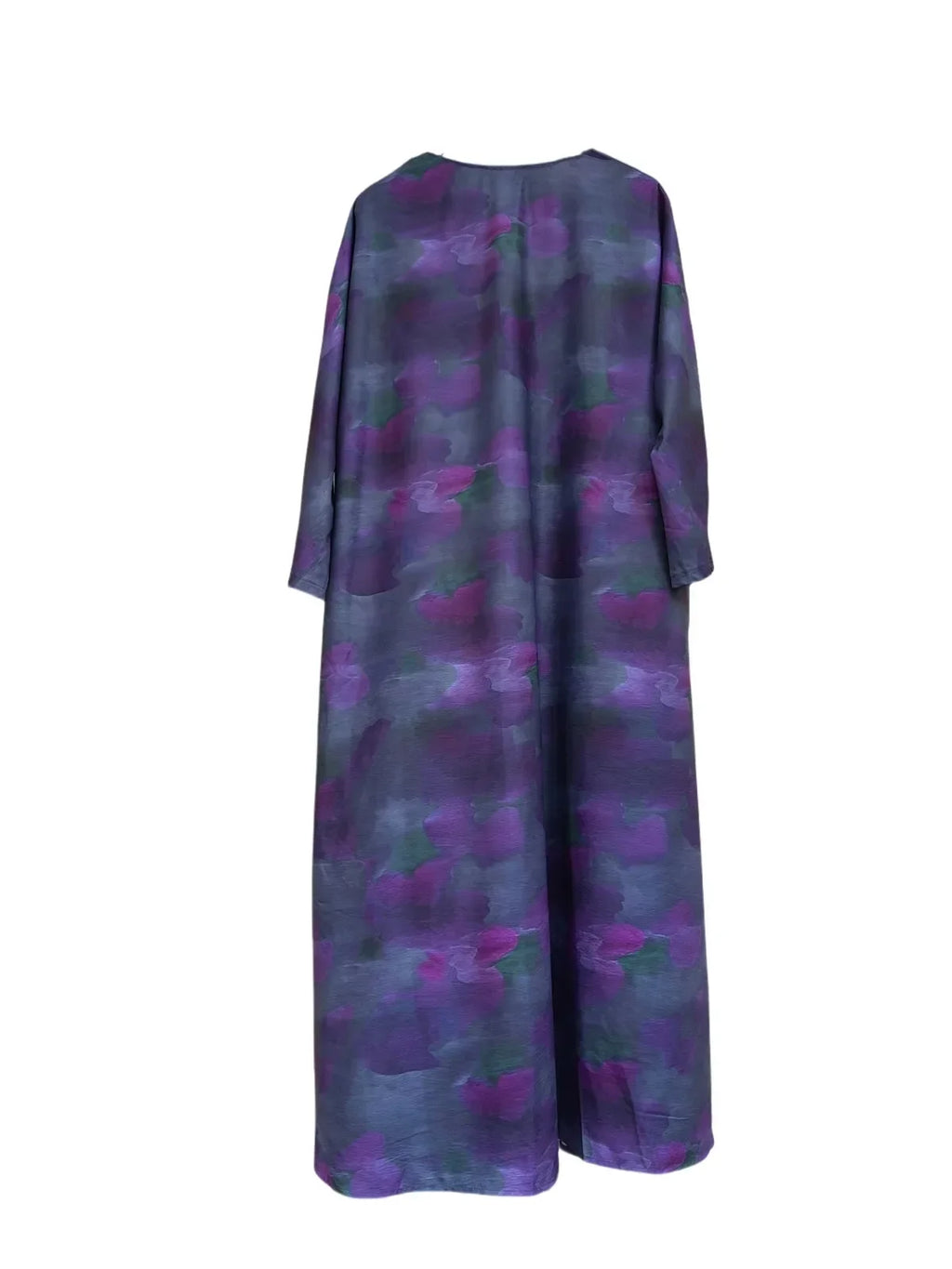 Floral Printed Open Front Abaya - Full Sleeve Kaftan