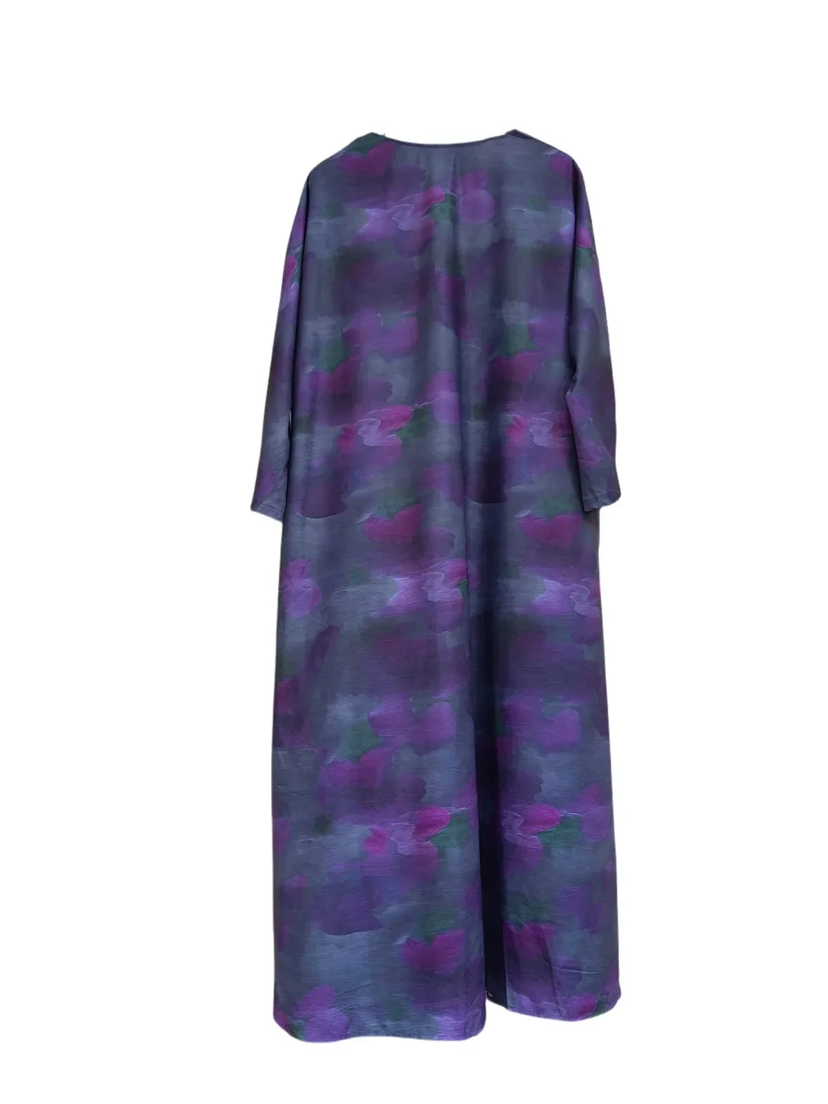 Floral Printed Open Front Abaya - Full Sleeve Kaftan