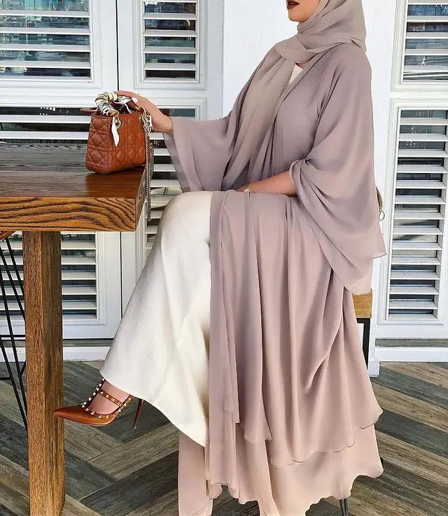 Chiffon Abaya Kimono with Belt - Dubai Style