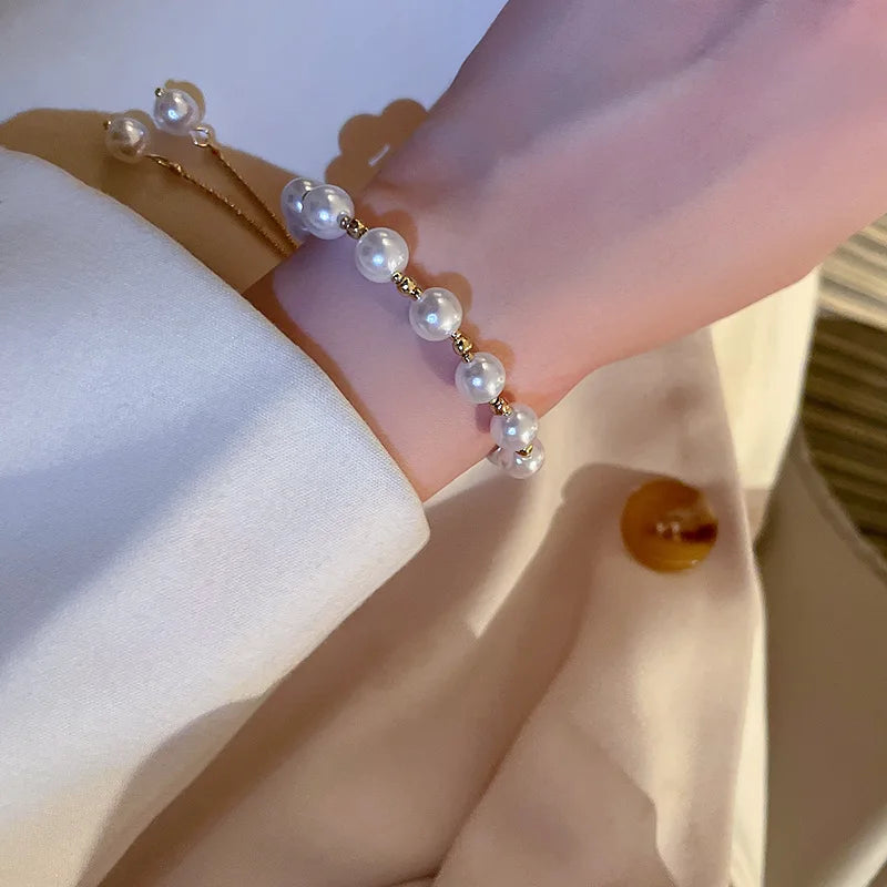 Elegant Pearl Bracelet Baroque Simulated Pearl Women Bracelet Bangles Ladies Fashion Charm Jewelry For Birthday Party Gifts