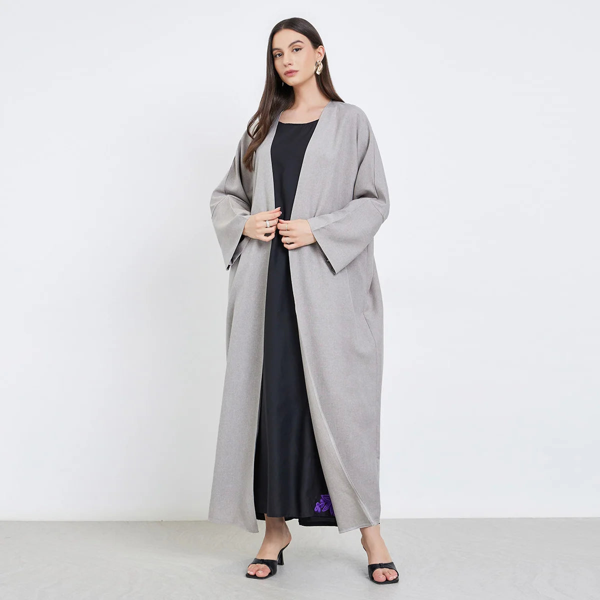 Solid Color Kaftan Abaya with Full Sleeves