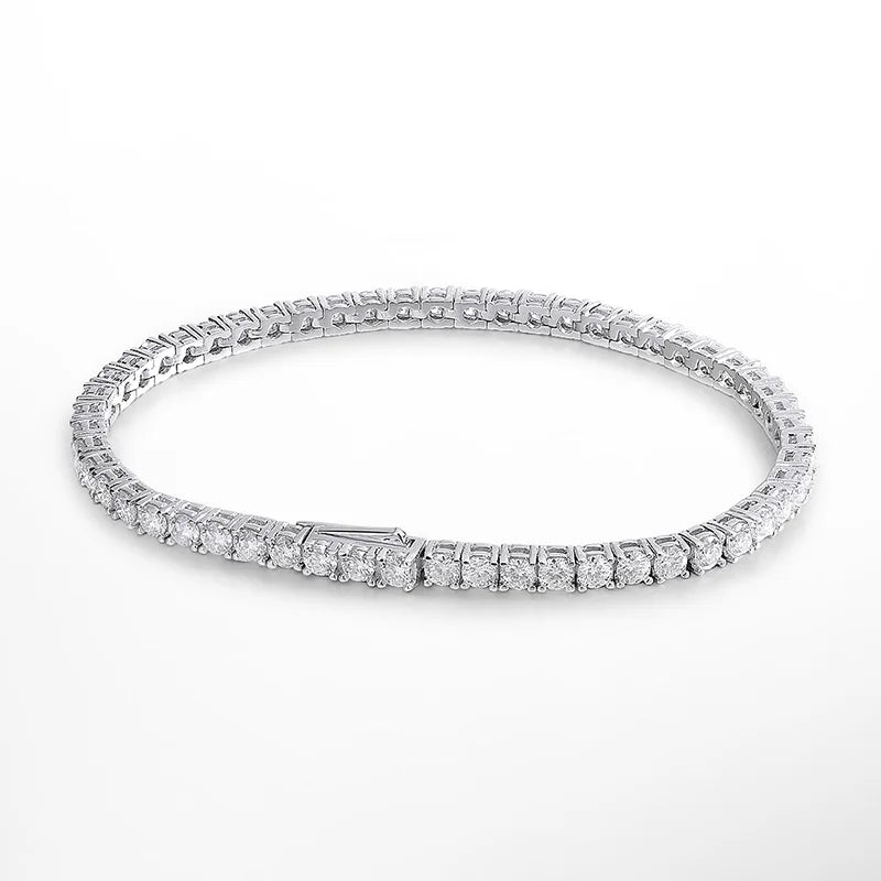 KNOBSPIN D VVS1 Moissanite Tennis Bracelet Original s925 Sterling Silver Plated 18k White Gold with GRA Bracelets for Women Man