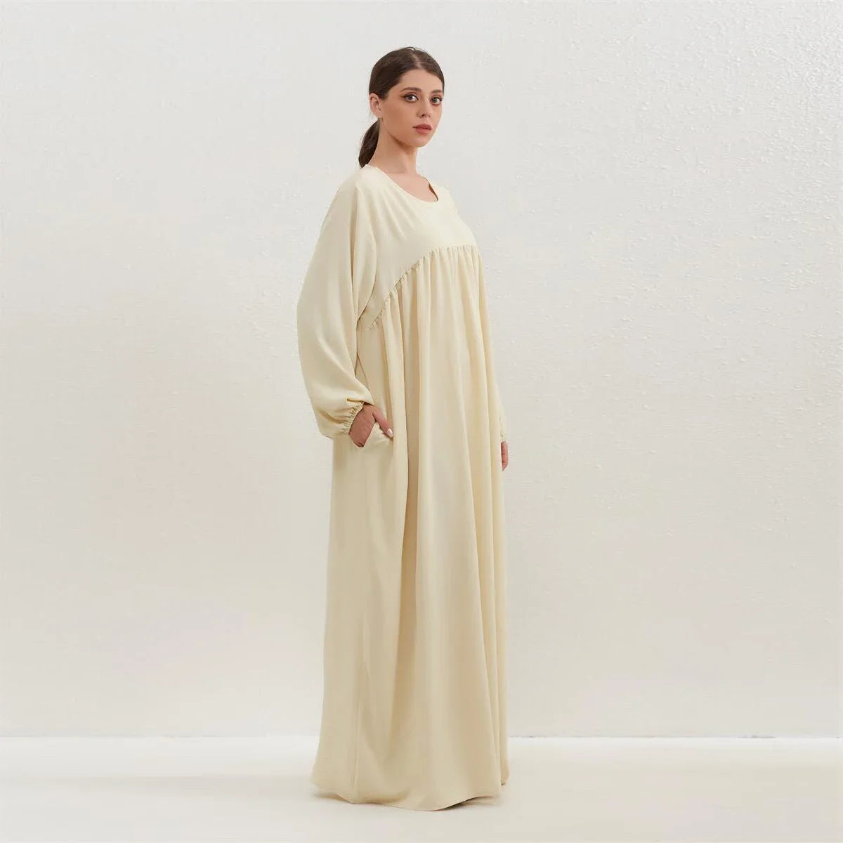 Casual Solid Maxi Abaya with Pockets