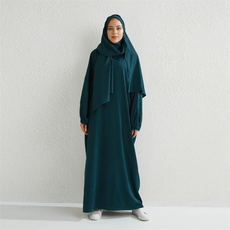 One-Piece Prayer Abaya with Elastic Sleeves