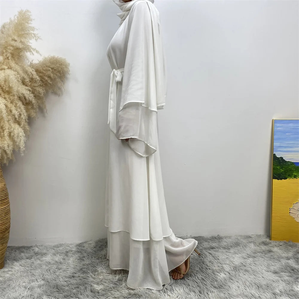 Chiffon Abaya Kimono with Belt - Dubai Style