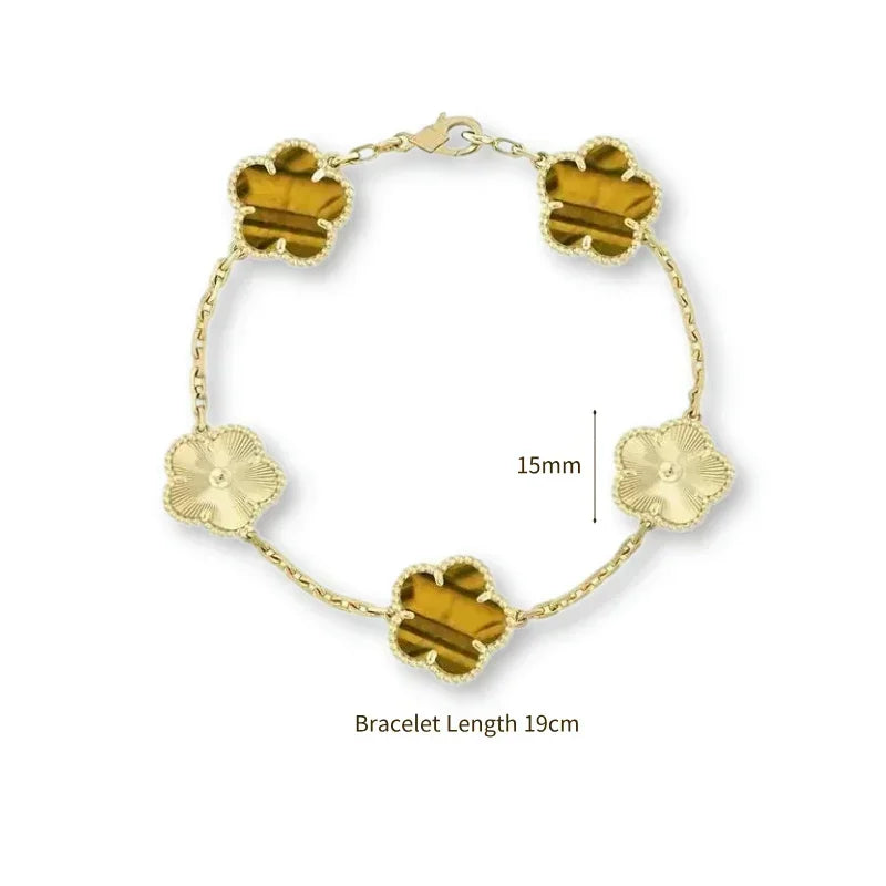 2025 New Hot Selling High Quality Natural Gemstone Four Leaf Flower/Five Leaf Flower Women Bracelet Luxury Jewelry