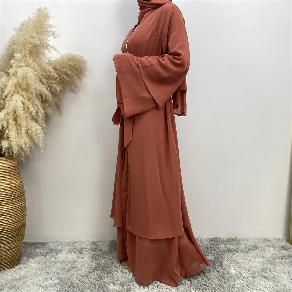 Chiffon Abaya Kimono with Belt - Dubai Style