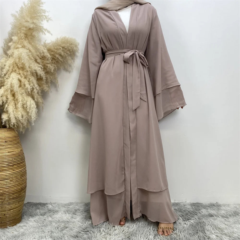 Chiffon Abaya Kimono with Belt - Dubai Style
